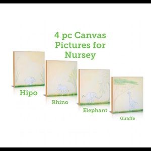 4 pc Canvas Art Set for Baby Nursery, 12” x 12” Each